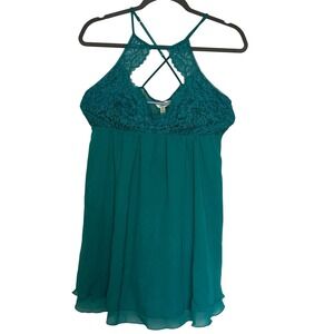 Soma Cool Nights Teal Women's Size Large Nightie‎ Lace Crossback Adjustable